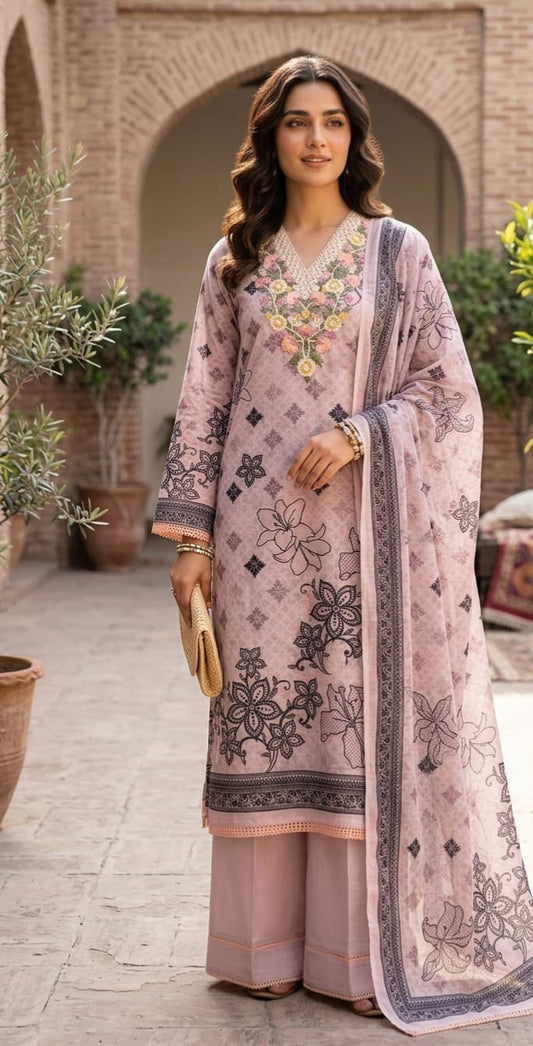 Dusty Mauve Jaal Linen Kurta Set